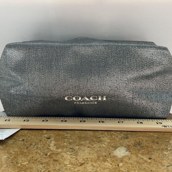 Coach Toiletry Pouch, Makeup & Cosmetic Bag, Silver Shimmering Large Zipper NWT - Picture 9 of 16